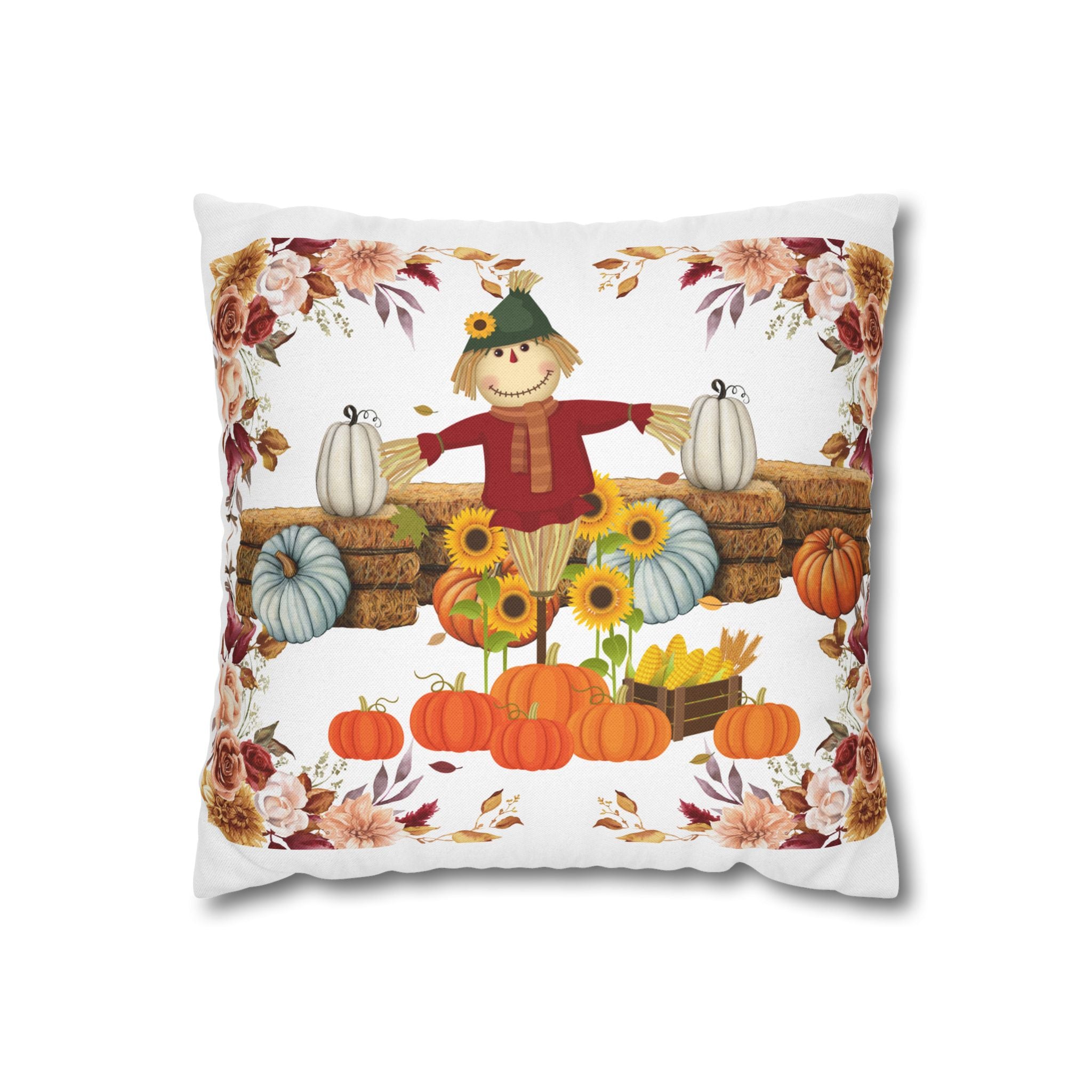 Fall Harvest Pillowcase, Cozy Home Decor, Seasonal Accent, Thanksgiving Gift, Scarecrow Design, Autumn Vibes