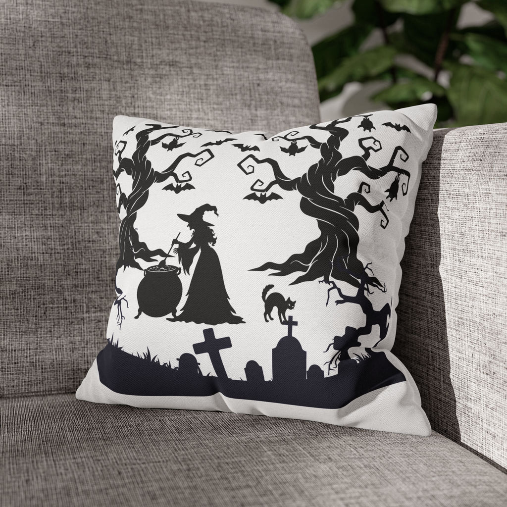 Halloween Witch Decorative Pillowcase, Spooky Home Decor, Fall Cushion Cover, Halloween Party, Witch Themed Gift