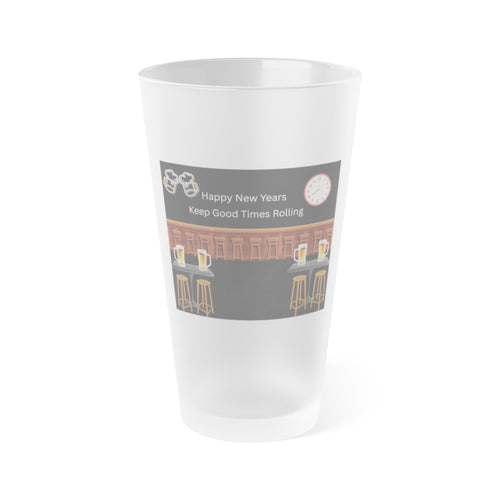 Bar Scene Illustration Pint Glass | 16oz Frosted Pint Glass
