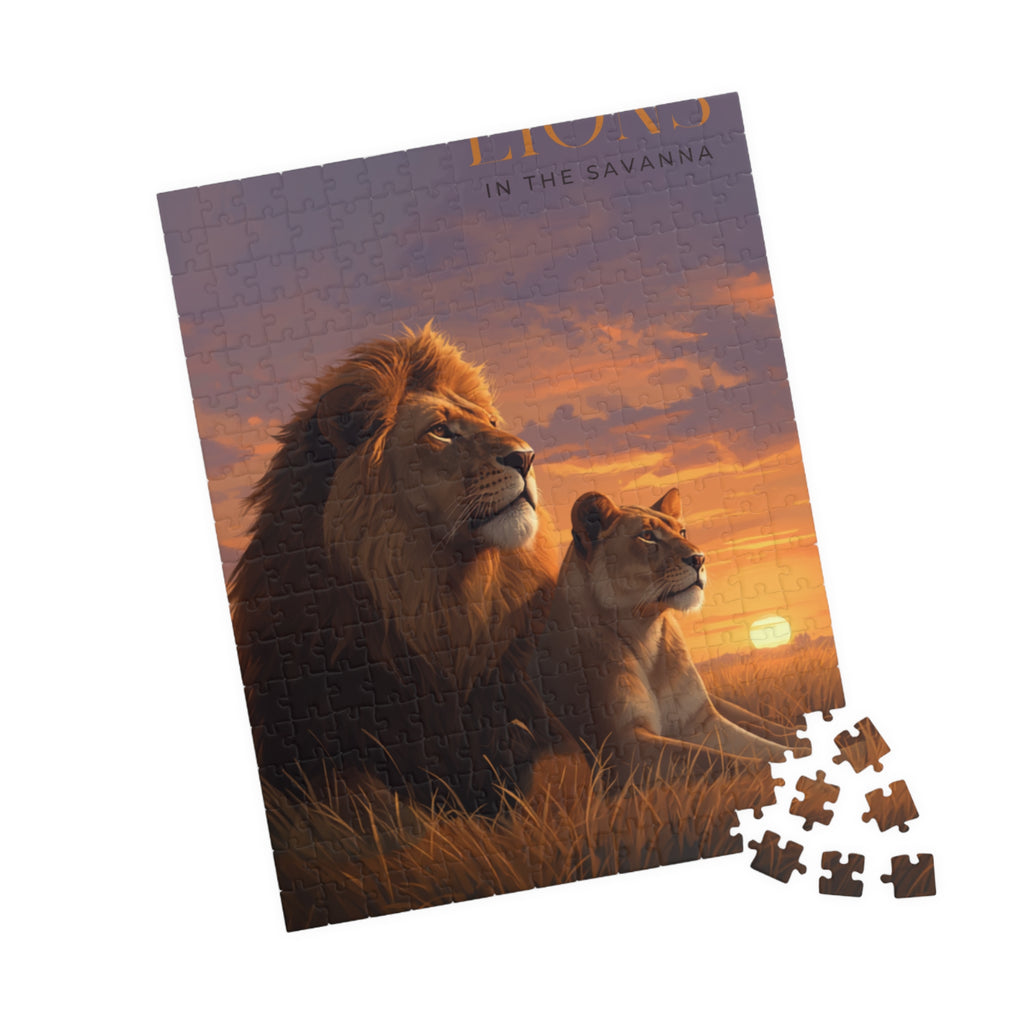 Lions in the Savanna sunset puzzle