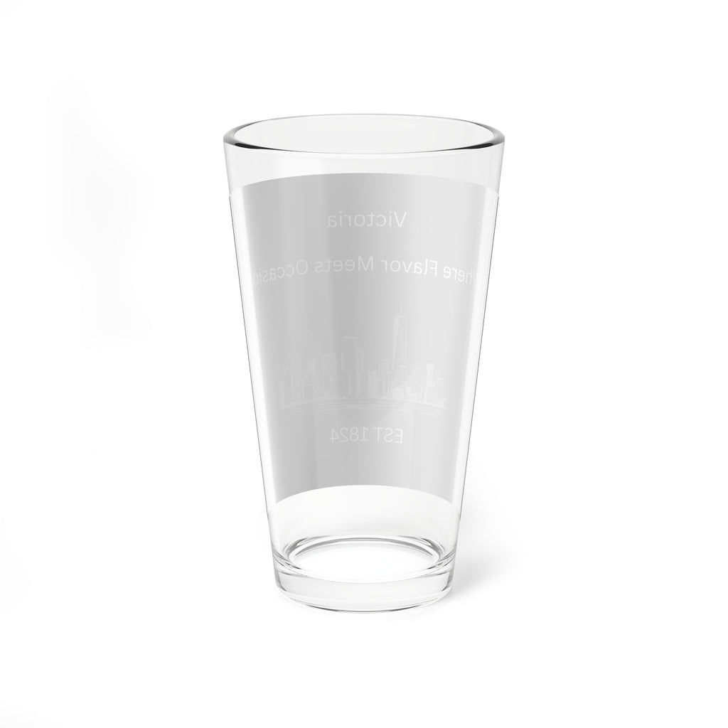 City Skyline Pint Glass, 16oz Mixing Glass with Custom Text