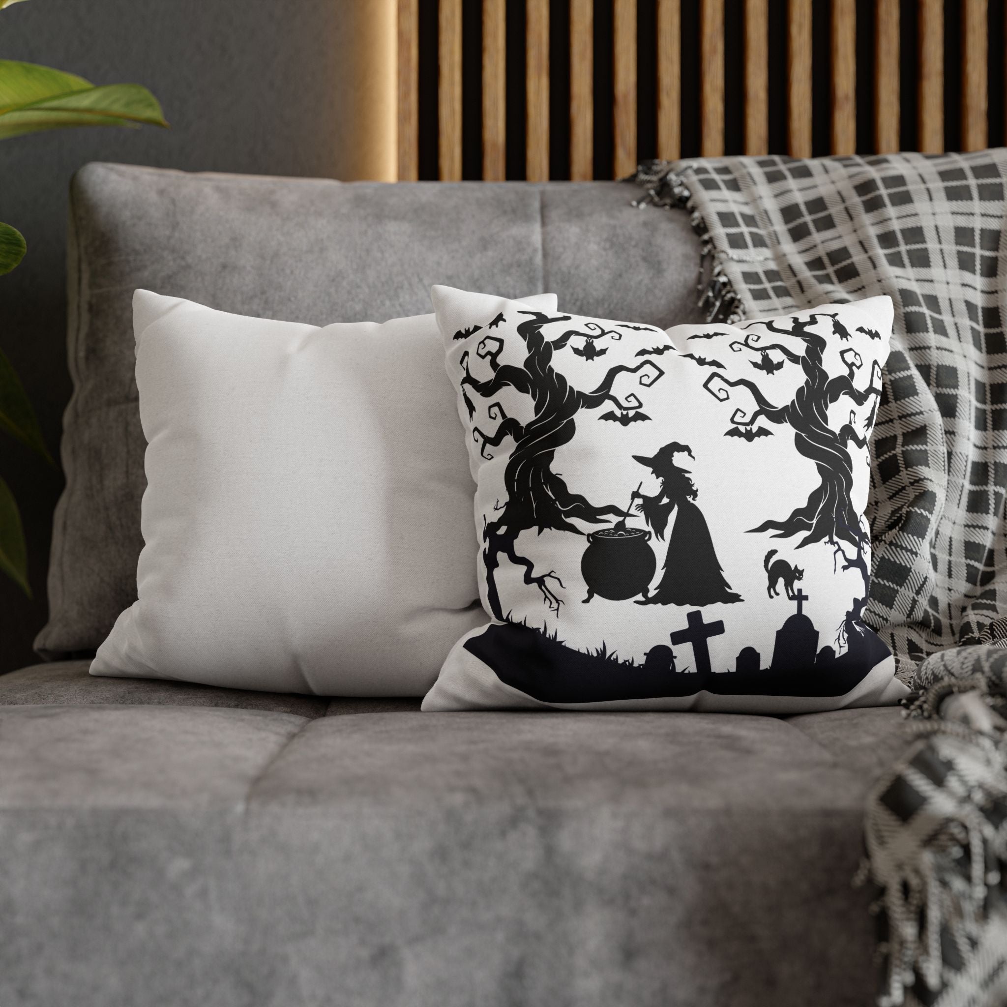 Halloween Witch Decorative Pillowcase, Spooky Home Decor, Fall Cushion Cover, Halloween Party, Witch Themed Gift