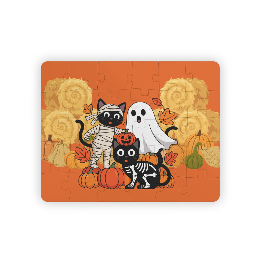 Halloween Kids' Puzzle, 30-Piece Cat and Ghost Jigsaw, Halloween Decor