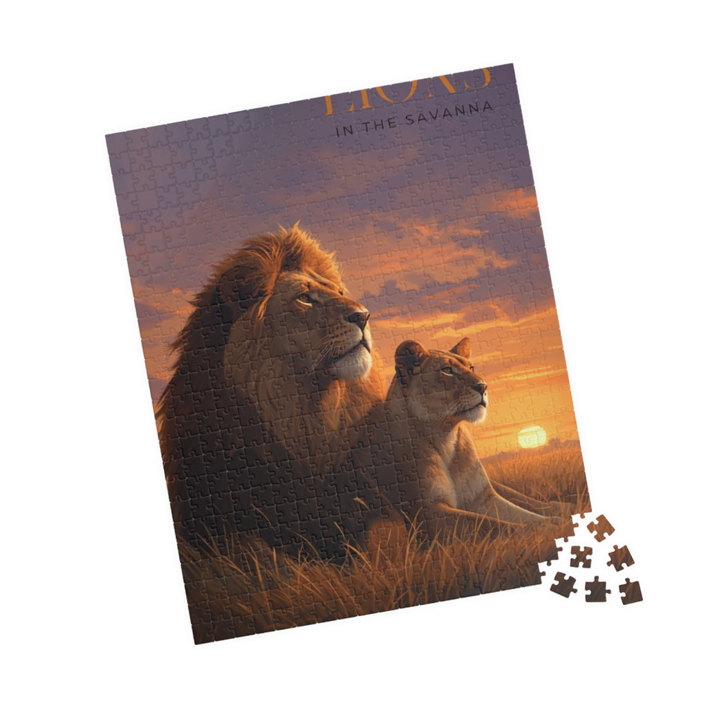 Lions in the Savanna sunset puzzle