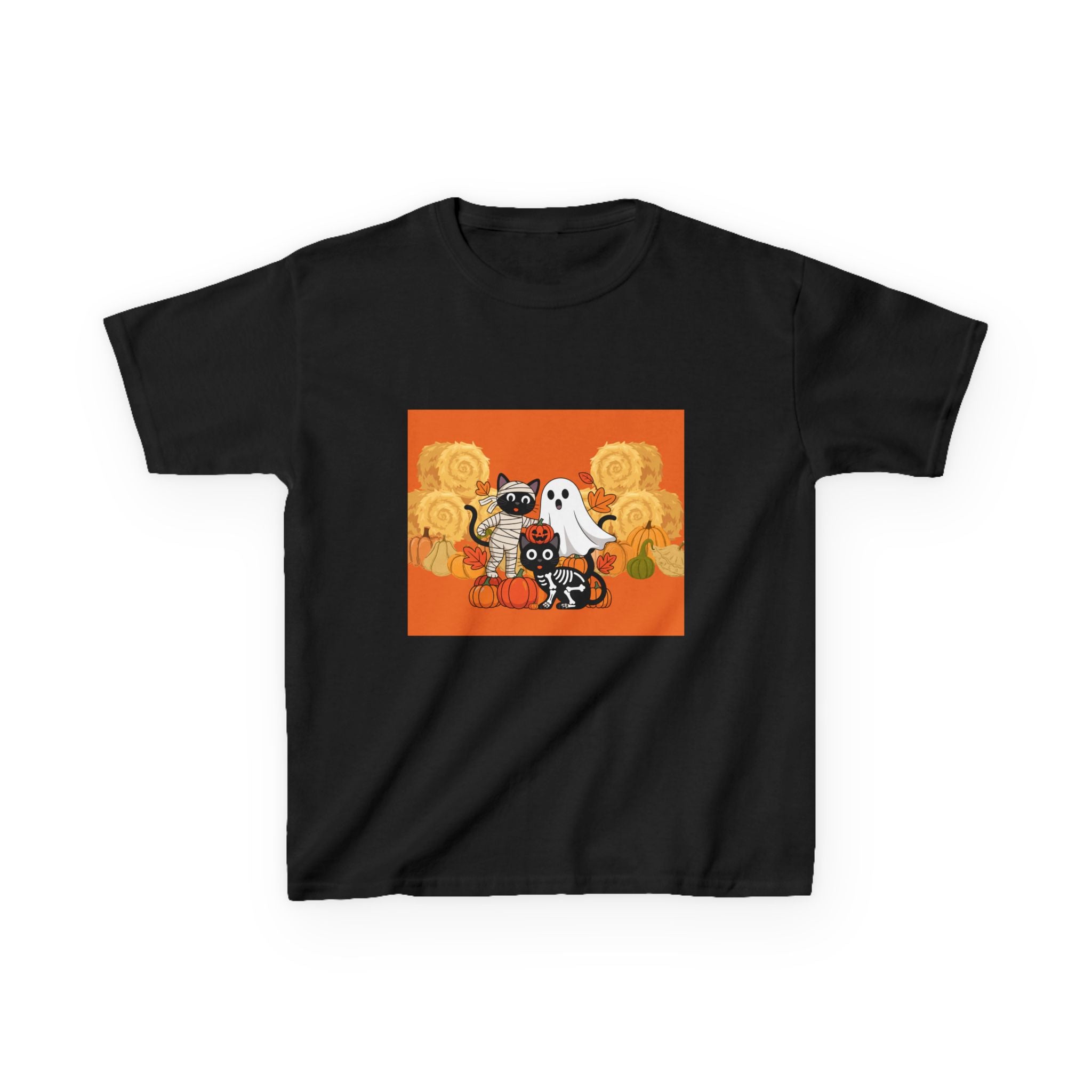 Kids Halloween T-Shirt, Cute Ghost and Cat Tee, Fall Festive Kids Apparel, Halloween Costume Top, Trick or Treat Shirt