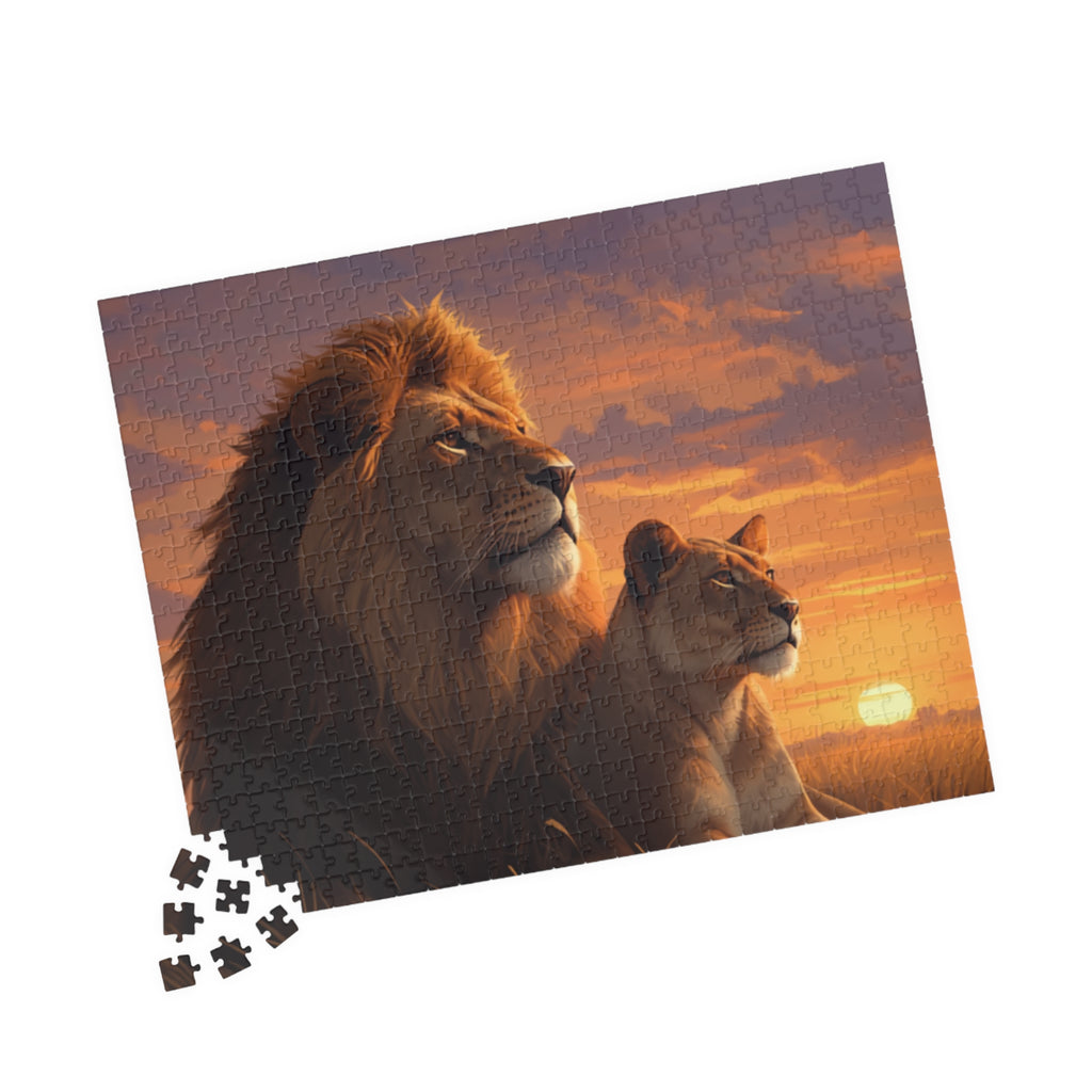 Lions in the Savanna sunset puzzle