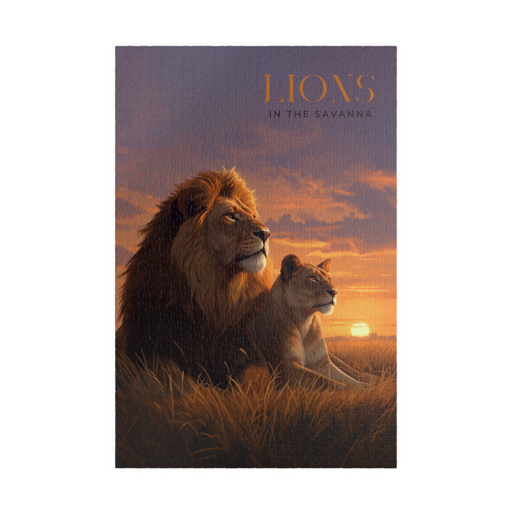 Lions in the Savanna sunset puzzle