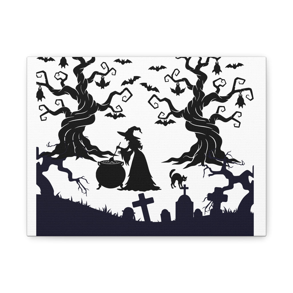 Halloween Witch Canvas Wall Art, Spooky Decor, Haunted Halloween Theme, Witchcraft Artwork, Trick or Treat Decoration