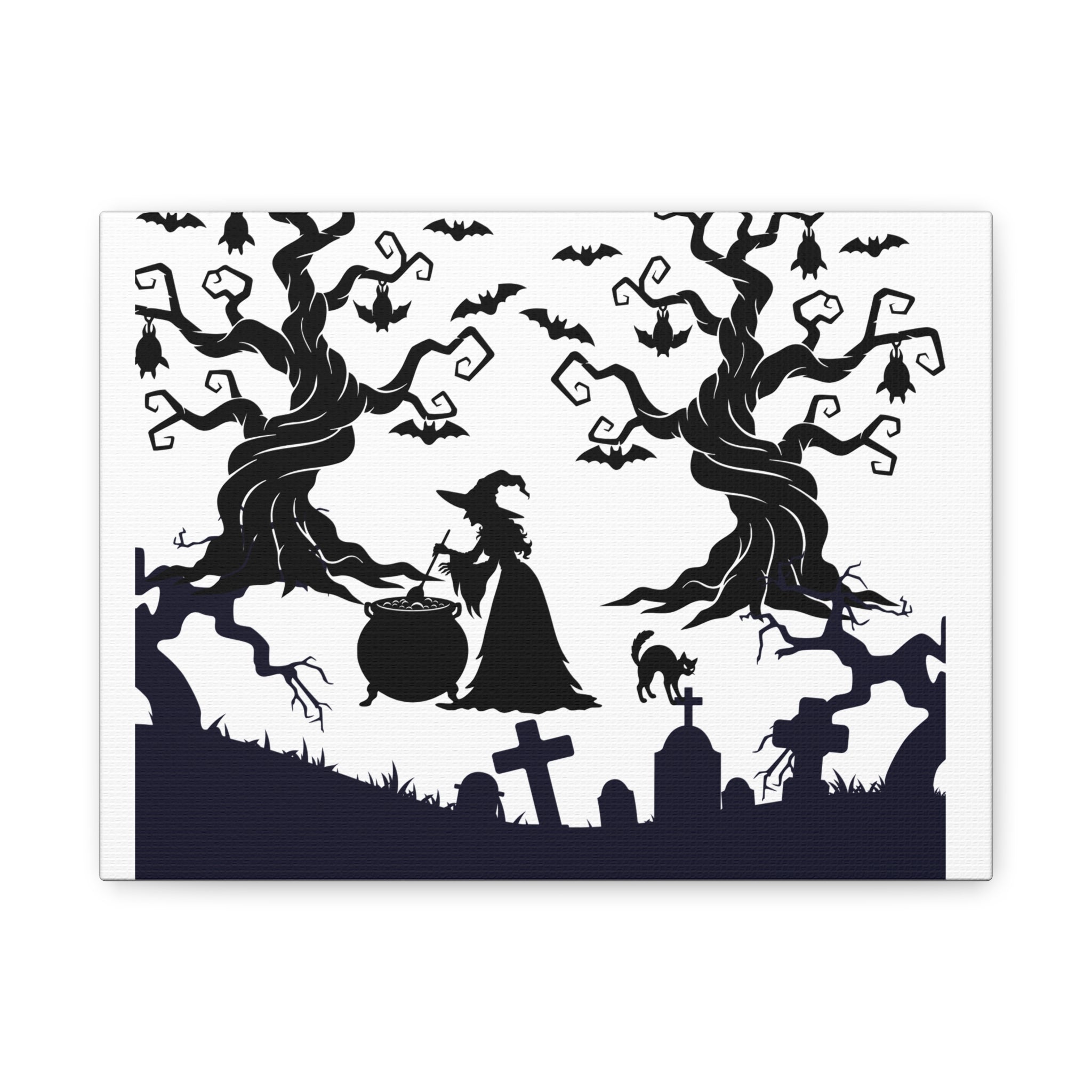 Halloween Witch Canvas Wall Art, Spooky Decor, Haunted Halloween Theme, Witchcraft Artwork, Trick or Treat Decoration