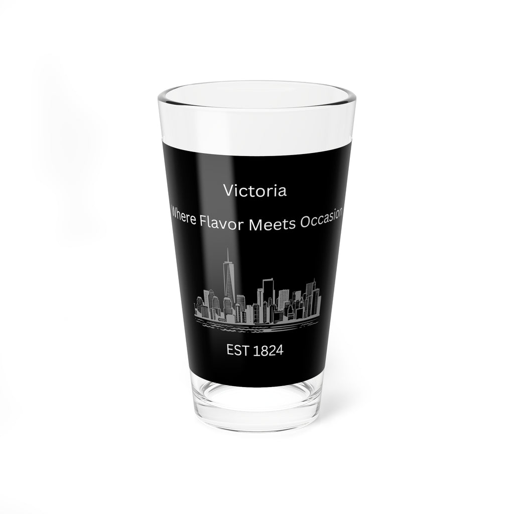 City Skyline Pint Glass, 16oz Mixing Glass with Custom Text